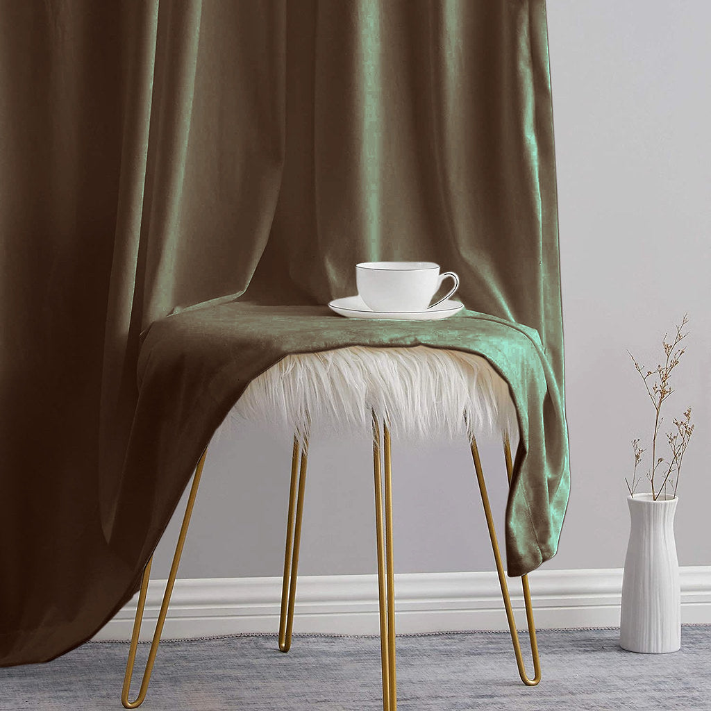 Draperie din catifea cu rejansa din bumbac tip fagure, Madison, densitate 700 g/ml, Dark chocolate, 1 buc