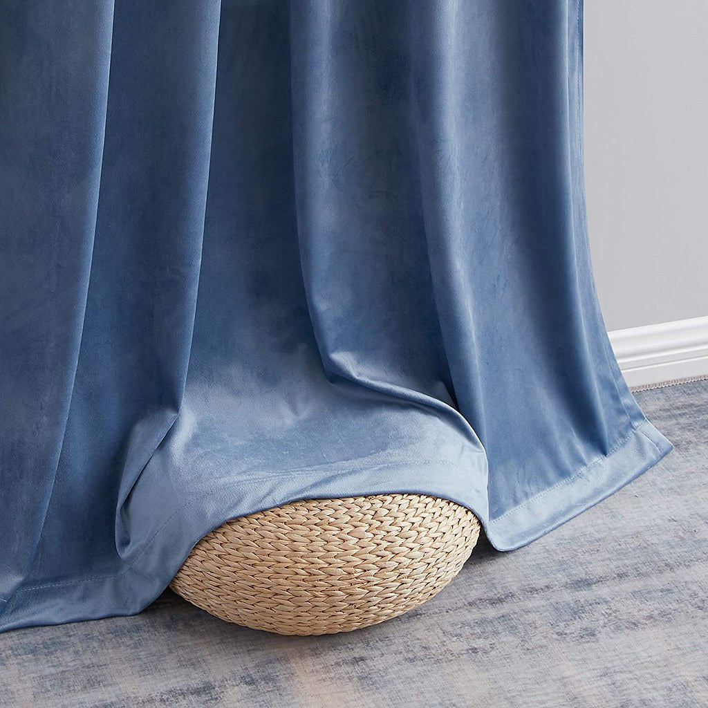 Draperie din catifea cu rejansa transparenta cu ate pentru galerie, Madison, densitate 700 g/ml, Sky, 1 buc