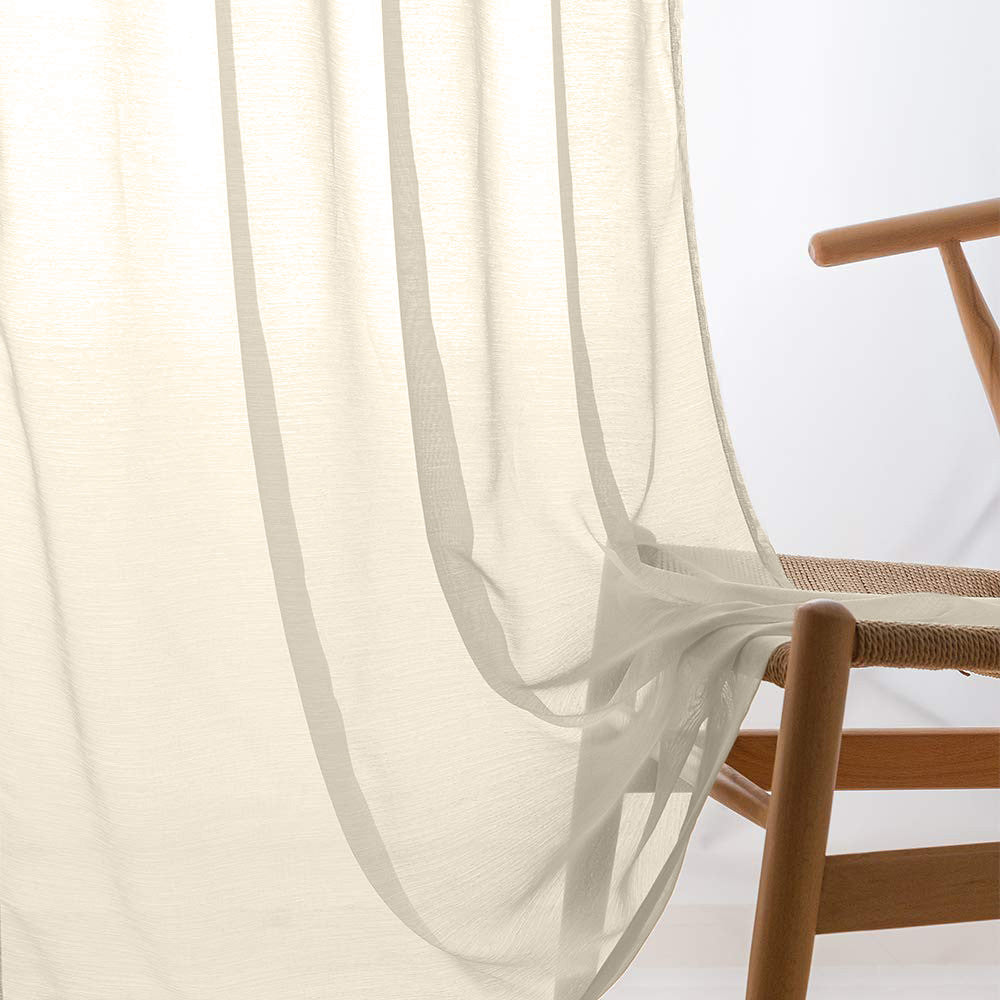 Perdea tip tesatura in cu rejansa transparenta cu ate pentru galerie, Le Morne, Madison, Crem