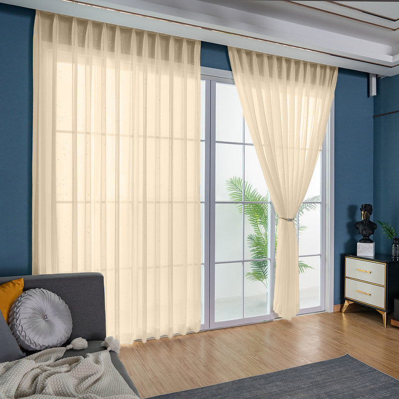 Set perdea tesatura in cu rejansa tip creion, Krabi, Madison, Crem, 2 buc