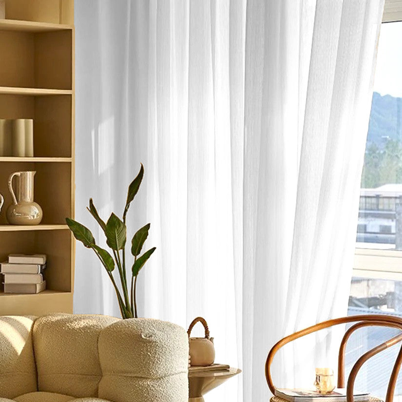 Perdea tip tesatura in cu rejansa transparenta cu ate pentru galerie, Santo Domingo, Madison, Alb