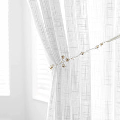 Set perdea tesatura in cu rejansa tip creion, Havana, Madison, Alb, 2 buc