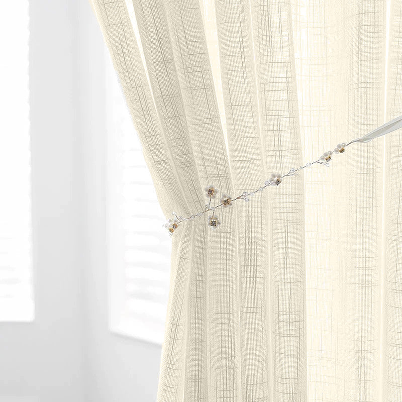 Set perdea tesatura in cu rejansa tip creion, Havana, Madison, Crem, 2 buc