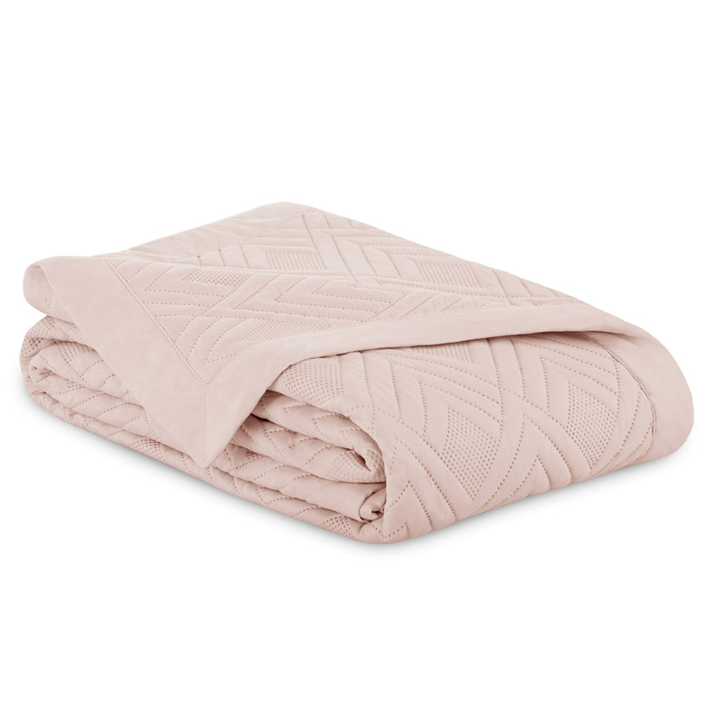 Cuvertura de pat matlasata, Ophelia, 70 g/mp, Roz pudra