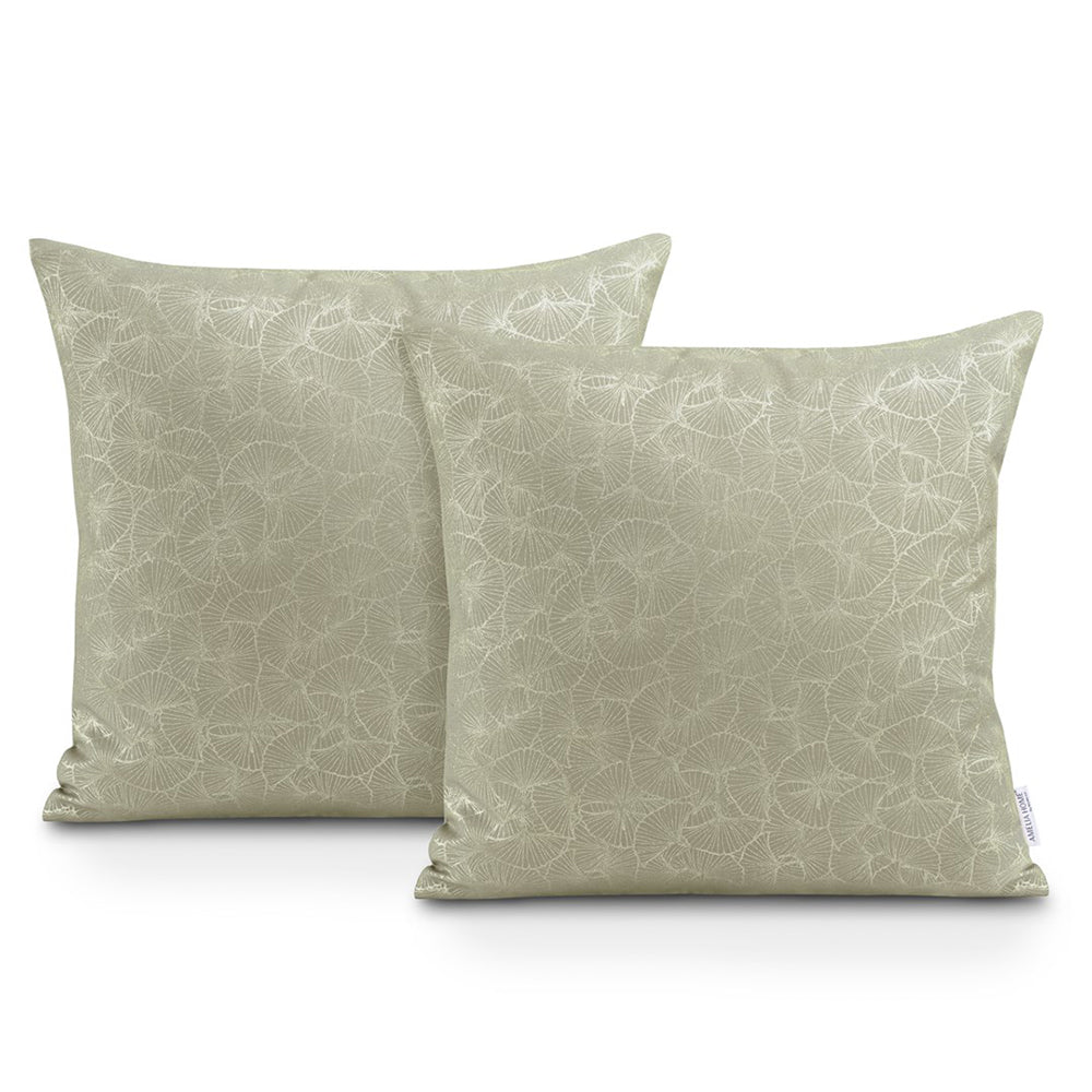 Set 2 huse pernute decorative, Ginkgo, Bej