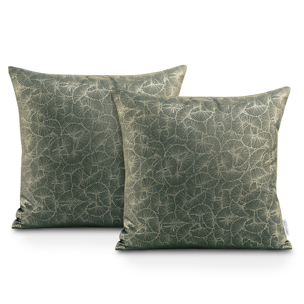 Set 2 huse pernute decorative, Ginkgo, Gri