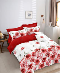 Lenjerie de pat matrimonial cu husa de perna dreptunghiulara, Alun, bumbac mercerizat, multicolor, 4 piese
