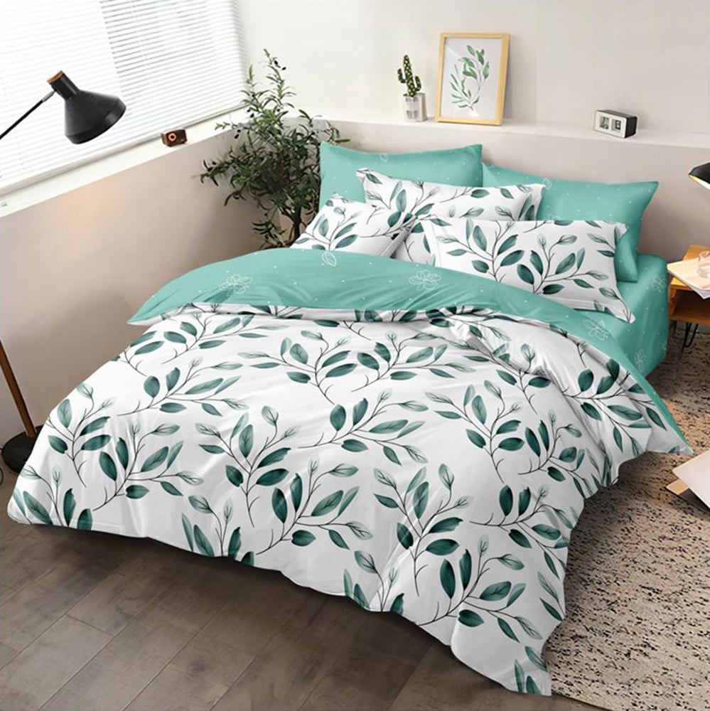 Lenjerie de pat matrimonial cu husa de perna dreptunghiulara, Dagmar, bumbac mercerizat, multicolor, 4 piese