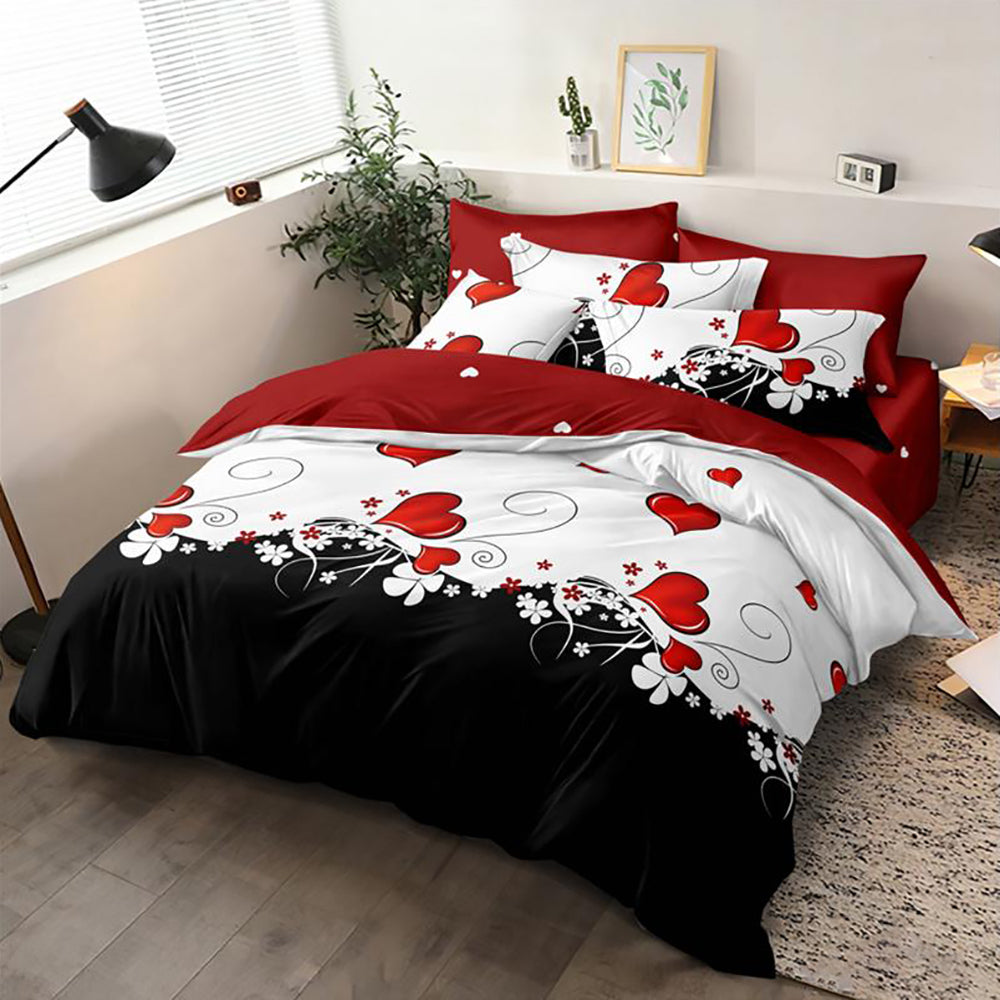 Lenjerie de pat pentru o persoana cu husa de perna patrata, Ylva, bumbac mercerizat, multicolor, 3 piese