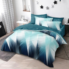 Lenjerie de pat pentru o persoana cu husa elastic pat si fata perna patrata, Zoran, bumbac mercerizat, multicolor, 3 piese