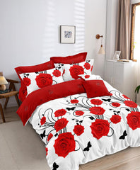 Lenjerie de pat matrimonial cu husa de perna dreptunghiulara, Alroy, bumbac mercerizat, multicolor, 4 piese