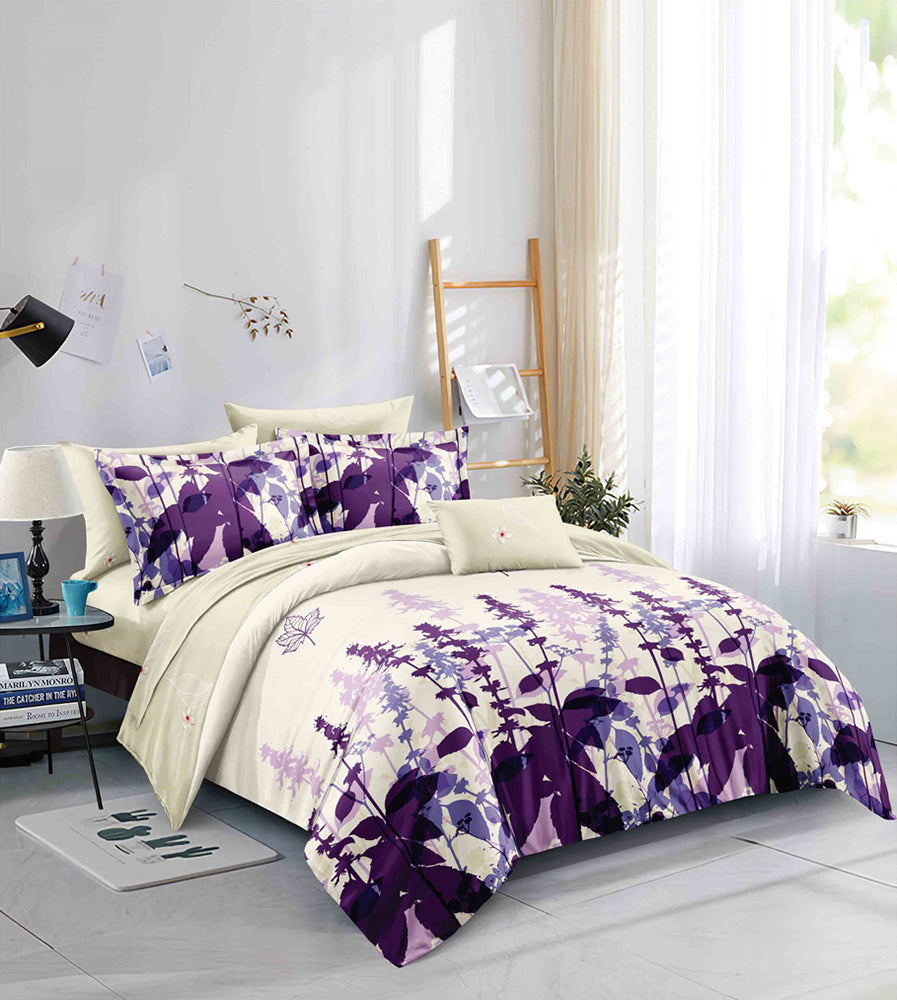 Lenjerie de pat matrimonial cu husa de perna patrata, Ragna, bumbac mercerizat, multicolor, 4 piese