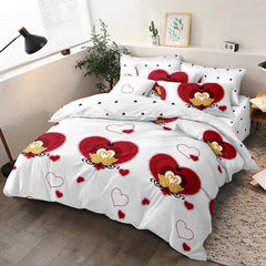 Lenjerie de pat matrimonial SUPER cu husa de perna patrata, Ismet, bumbac mercerizat, multicolor, 4 piese