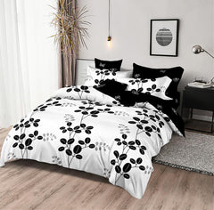 Lenjerie de pat matrimonial cu husa de perna dreptunghiulara, Caffar, bumbac mercerizat, multicolor, 4 piese