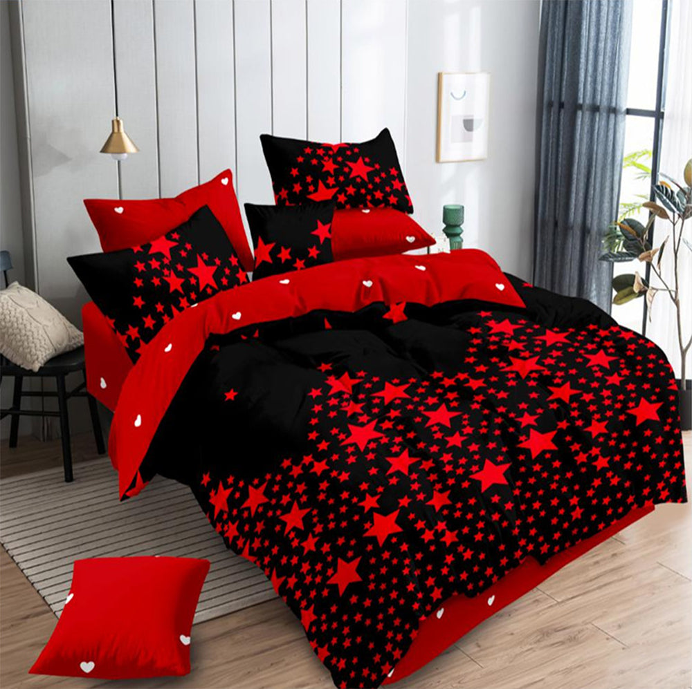 Lenjerie de pat pentru o persoana cu husa elastic pat si fata perna patrata, Vis, bumbac mercerizat, multicolor, 3 piese