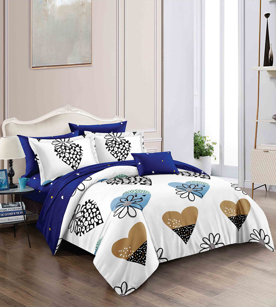 Lenjerie de pat pentru o persoana cu husa de perna patrata, Kornat, bumbac mercerizat, multicolor, 3 piese