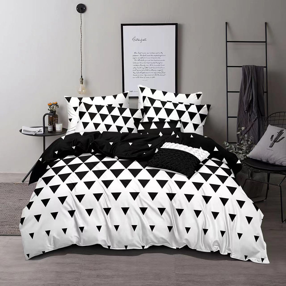 Lenjerie de pat pentru o persoana cu husa elastic pat si fata perna patrata, Zlarin, bumbac mercerizat, multicolor, 3 piese