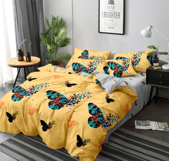 Lenjerie de pat pentru o persoana cu husa elastic pat si fata perna patrata, Tahir, bumbac mercerizat, multicolor, 3 piese