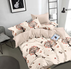 Lenjerie de pat matrimonial cu husa de perna dreptunghiulara, Ailidh, bumbac mercerizat, multicolor, 4 piese