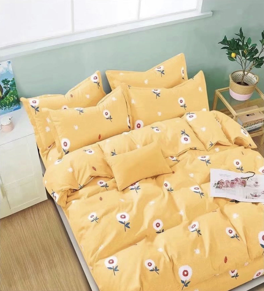 Lenjerie de pat matrimonial cu husa de perna dreptunghiulara, Itaca, bumbac mercerizat, multicolor, 4 piese