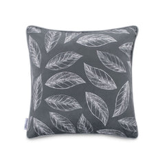 Perna decorativa din catifea cu motiv frunze, Calm, Gri