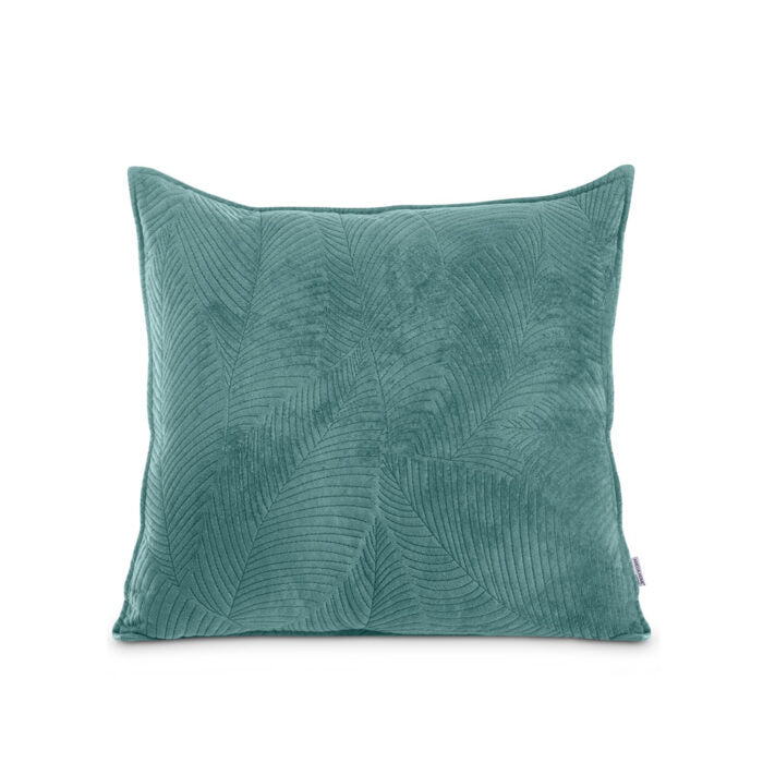 Perna decorativa matlasata din catifea cu model brodat, 180 g/m2, Palsha, Turcoaz