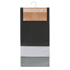 Set 3 prosoape de bucatarie din bumbac, stil clasic, Letty, Gri