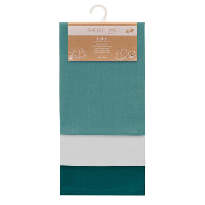 Set 3 prosoape de bucatarie din bumbac, stil clasic, Letty, Vernil