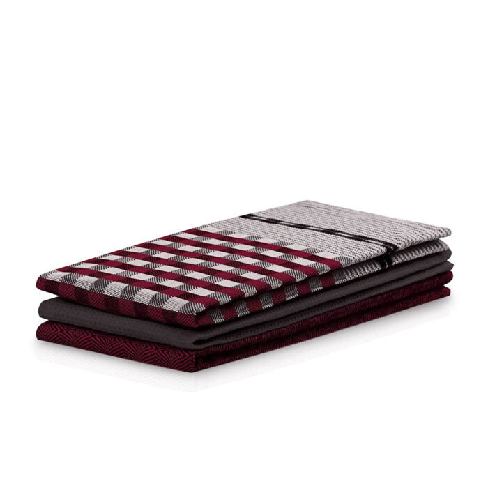 Set 3 prosoape de bucatarie din bumbac, stil clasic, Louie, Grena