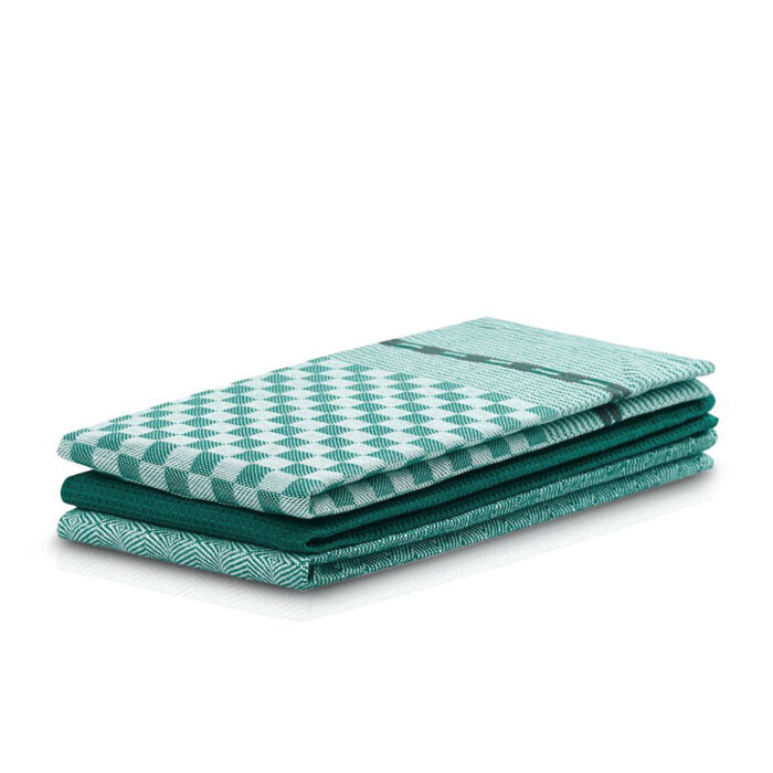 Set 3 prosoape de bucatarie din bumbac, stil clasic, Louie, 50 x 70 cm, Verde