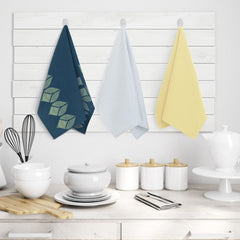 Set 9 prosoape de bucatarie din bumbac, stil modern, Letty, Galben