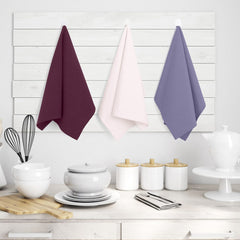 Set 9 prosoape de bucatarie din bumbac, stil clasic, Letty, Roz