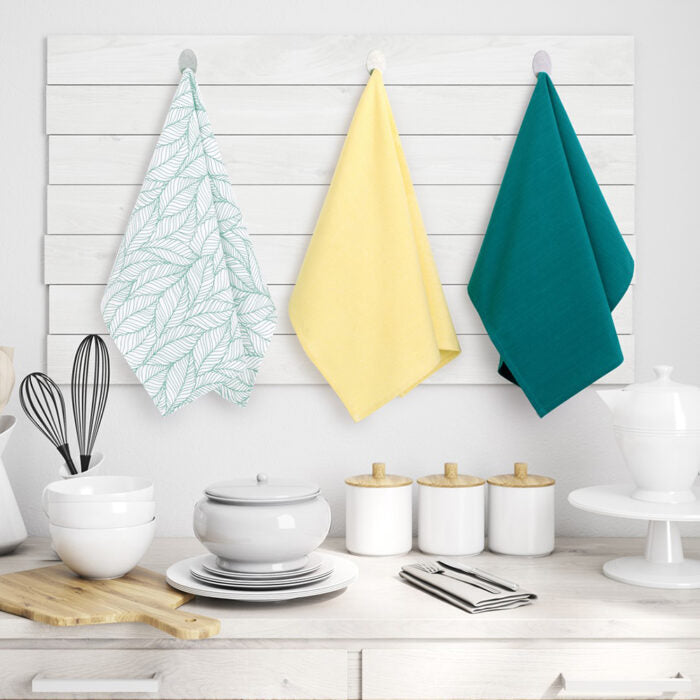Set 9 prosoape de bucatarie din bumbac, stil modern, Letty, Turcoaz