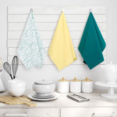 Set 3 prosoape de bucatarie din bumbac, stil modern, Letty, Turcoaz