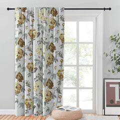 Draperie blackout model floral cu rejansa transparenta cu ate pentru galerie, Madison, densitate 700 g/ml, Paeonia Shirley, 1 buc