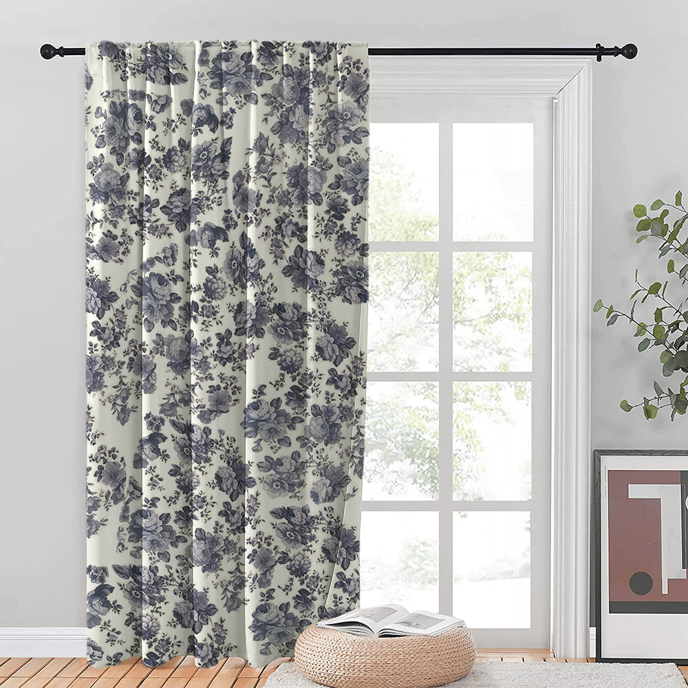 Set draperii blackout model floral cu rejansa transparenta cu ate pentru galerie, Madison, densitate 700 g/ml, Belarina Amethyst, 2 buc