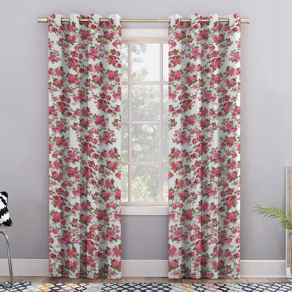 Draperie blackout model floral cu inele gri, Madison, densitate 700 g/ml, Garden Flowers, 1 buc