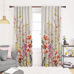 Set draperii dim-out model floral cu rejansa transparenta cu ate pentru galerie, Madison, densitate 700 g/ml, Liatris Gladiolus, 2 buc