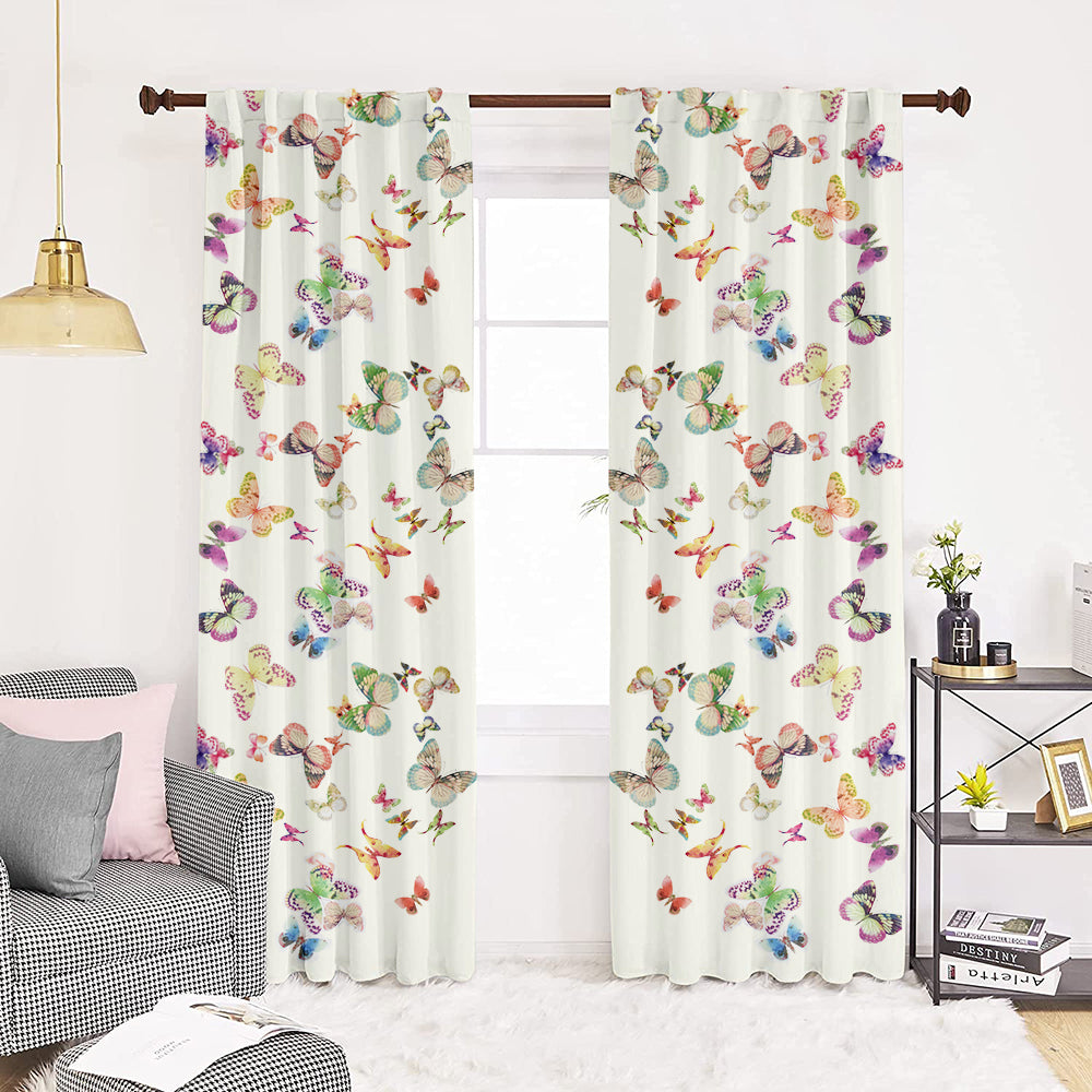 Set draperii dim-out model floral cu rejansa transparenta cu ate pentru galerie, Madison, densitate 700 g/ml, Nimfalide, 2 buc