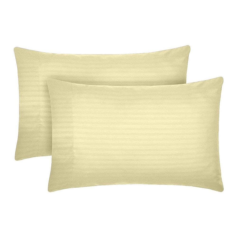 Set 2 huse perna din damasc, densitate 130 g/mp, Vanilie