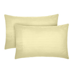 Set 2 huse perna din damasc, densitate 130 g/mp, Vanilie