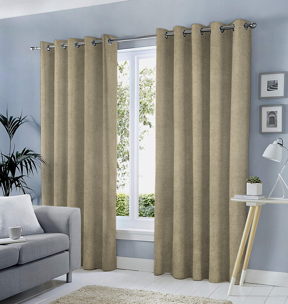Set draperii tip tesatura in cu inele albe, Madison, densitate 700 g/ml, Itala, 2 buc