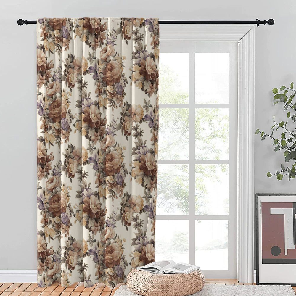 Set draperii blackout model floral cu rejansa transparenta cu ate pentru galerie, Madison, densitate 700 g/ml, Rosa Arvensis, 2 buc