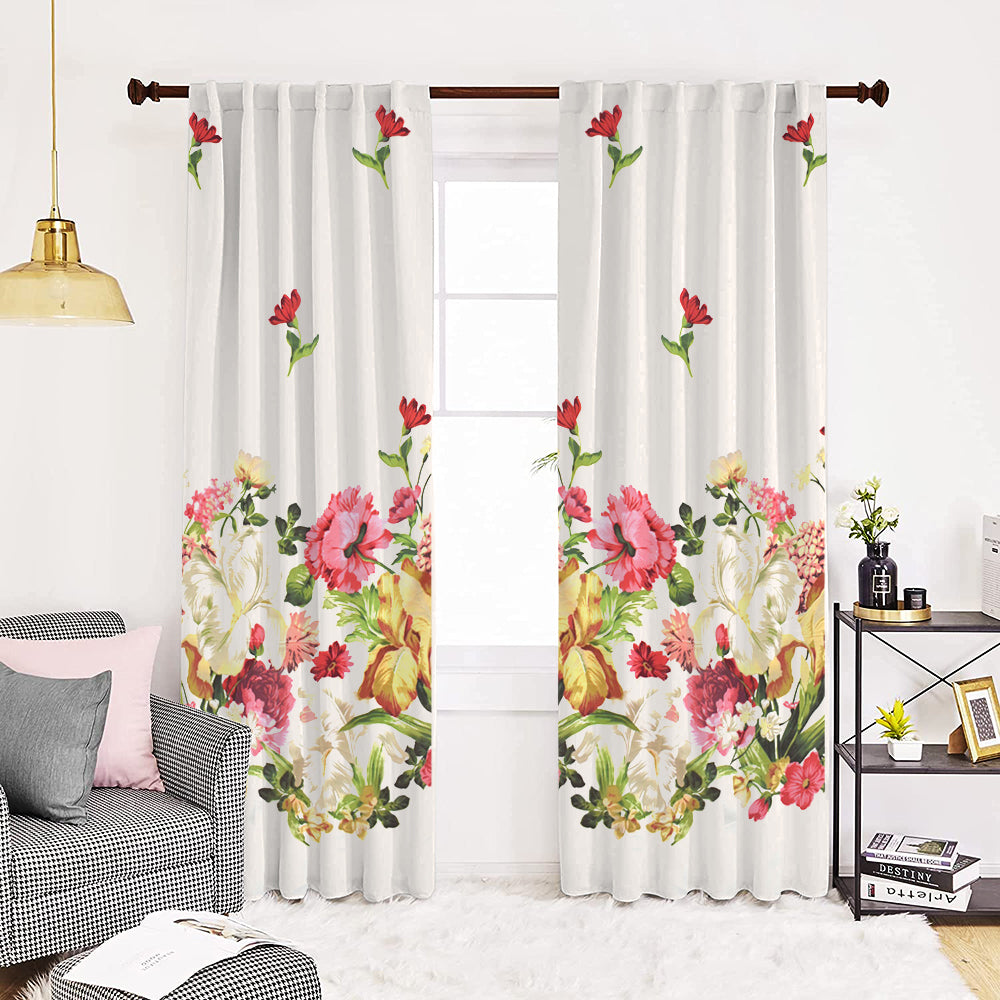 Draperie dim-out model floral cu rejansa transparenta cu ate pentru galerie, Madison, densitate 700 g/ml, Parrot Tulipa, 1 buc