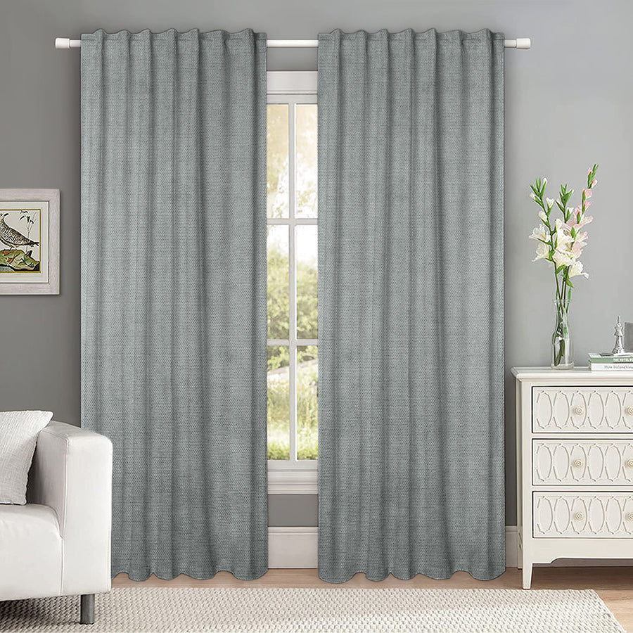 Set draperii tip tesatura in cu rejansa transparenta cu ate pentru galerie, Madison, densitate 700 g/ml, Loni, 2 buc
