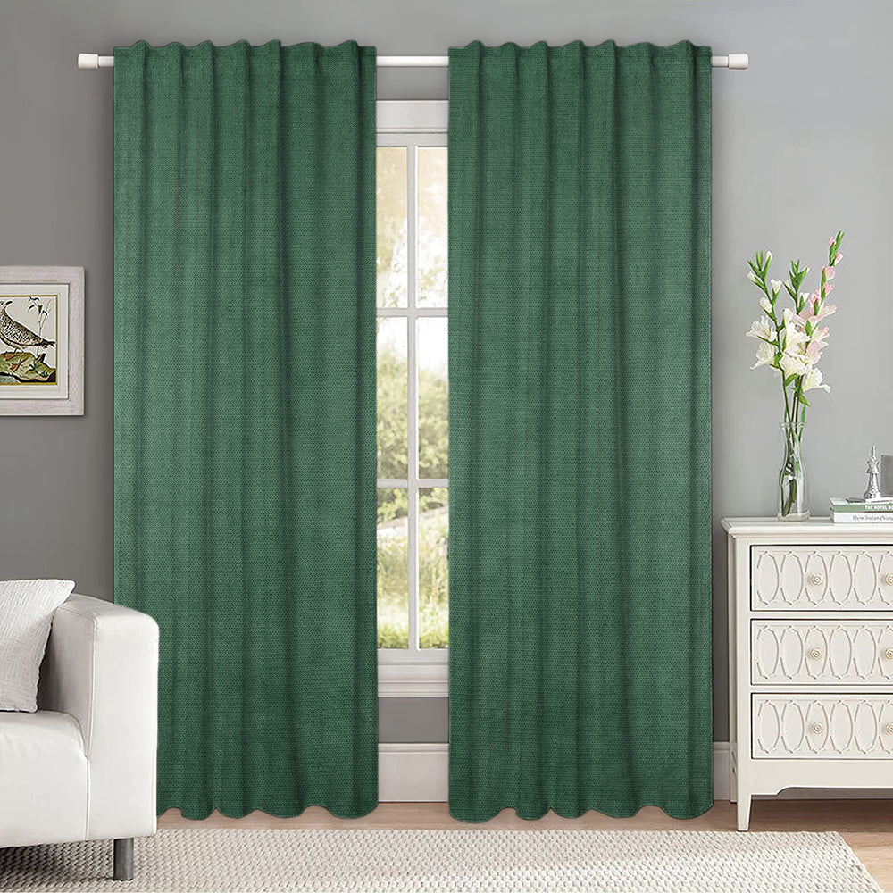 Set draperii tip tesatura in cu rejansa transparenta cu ate pentru galerie, Madison, densitate 700 g/ml, Yone, 2 buc