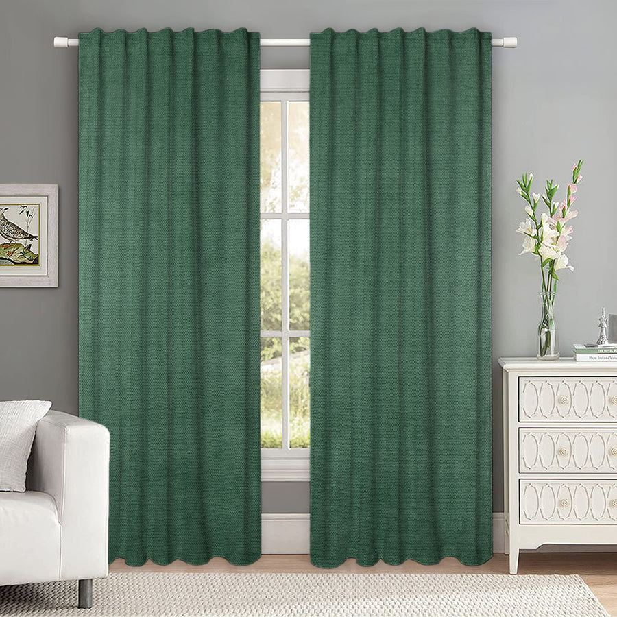 Set draperii tip tesatura in cu rejansa transparenta cu ate pentru galerie, Madison, densitate 700 g/ml, Yone, 2 buc