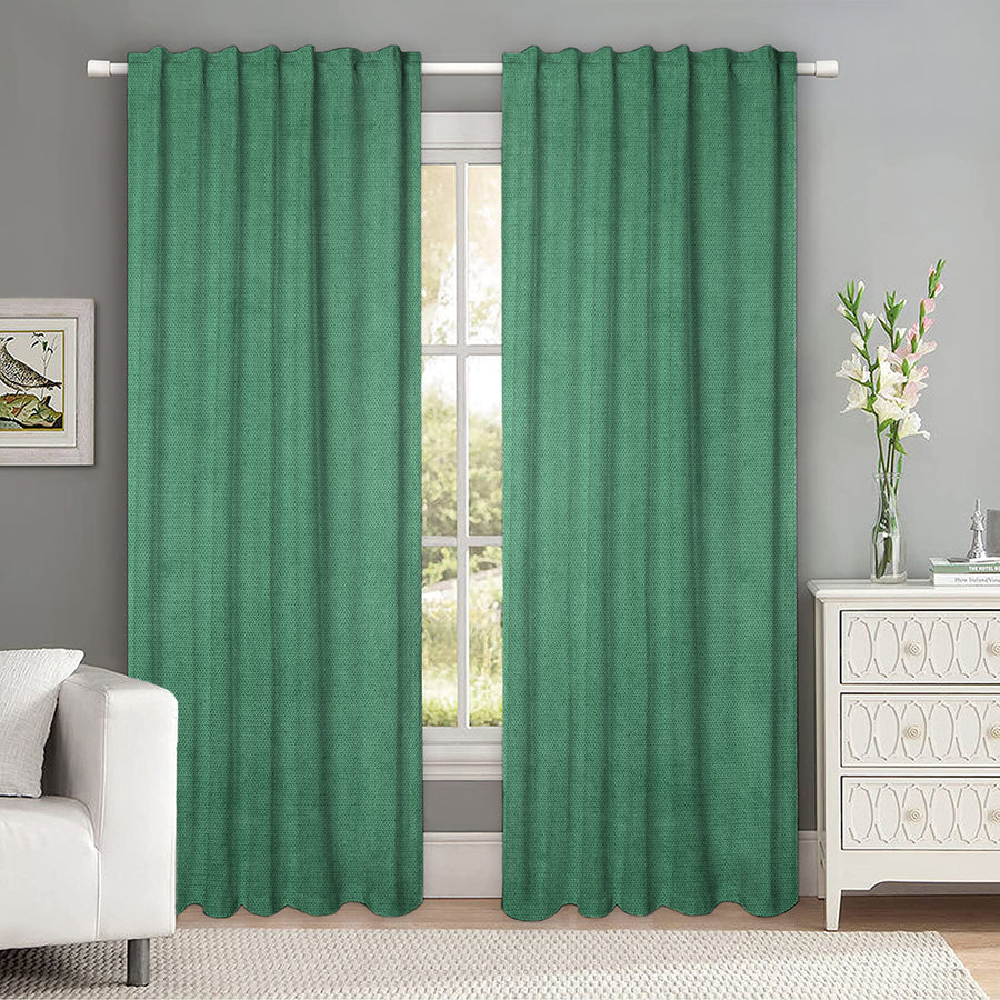 Set draperii tip tesatura in cu rejansa transparenta cu ate pentru galerie, Madison, densitate 700 g/ml, Fahim, 2 buc