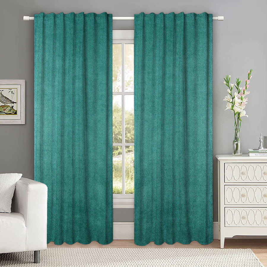 Set draperii tip tesatura in cu rejansa transparenta cu ate pentru galerie, Madison, densitate 700 g/ml, Nin, 2 buc