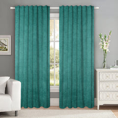 Set draperii tip tesatura in cu rejansa transparenta cu ate pentru galerie, Madison, densitate 700 g/ml, Nin, 2 buc